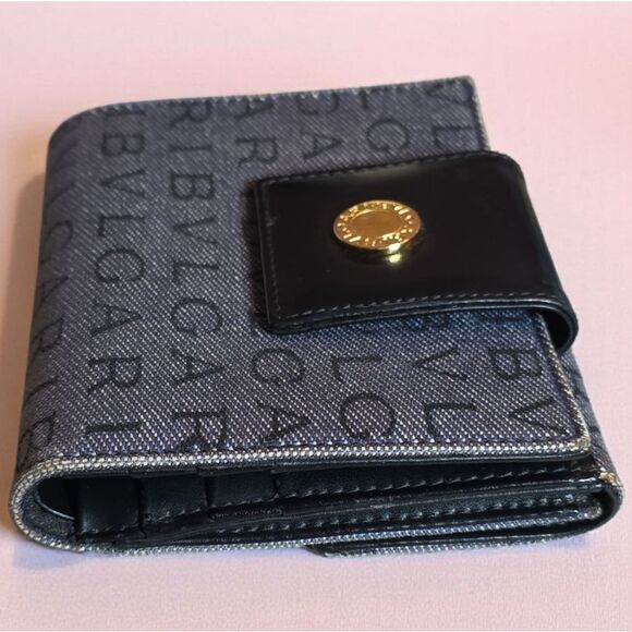 BVLGARI Blue Denim and Black Wallet In Great Condition - Picture 7 of 14
